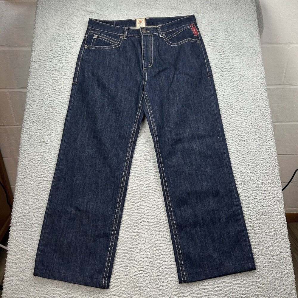 Eigen Post Mens Blue Jeans Size 34 Straight Cut Measures 34x27 Hemmed LA Denim